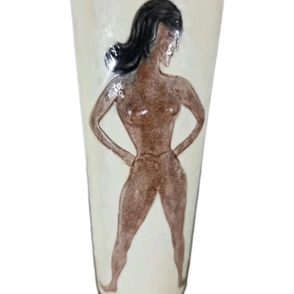 Vtg 1960s Sexy Naked Ladies Risque 3D Tumbler Glasses Tiki Barware Nude Naughty‎